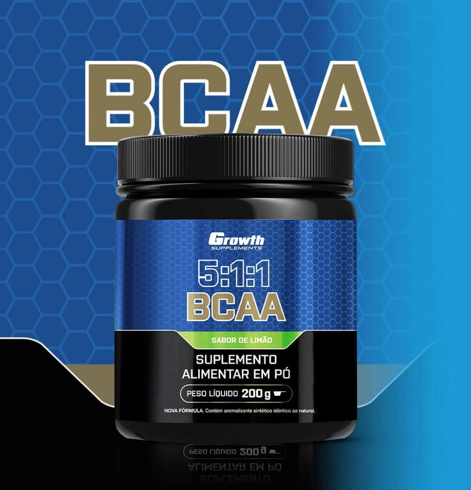 GROWTH SUPPLEMENTS - Imagem ilustrativa embalagem de BCAA 5:1:1 em pó