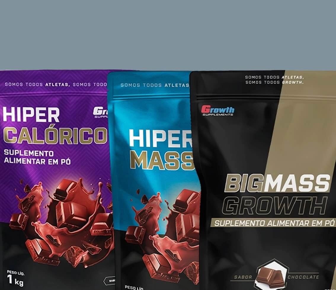 GROWTH SUPPLEMENTS - Imagem ilustrativa embalagens de hipercalóricos