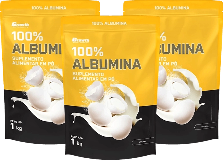 GROWTH SUPPLEMENTS - Imagem ilustrativa embalagens de albumina 1 kg