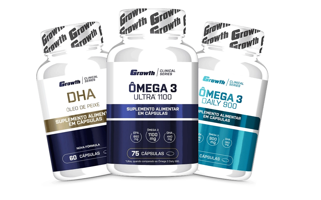 IMAGEM ILUSTRATIVA - EMBALAGENS DE "DHA - ÓLEO DE PEIXE", "ÔMEGA 3 ULTRA 1100" E "ÓLEO DE PEIXE" GROWTH SUPPLEMENTS