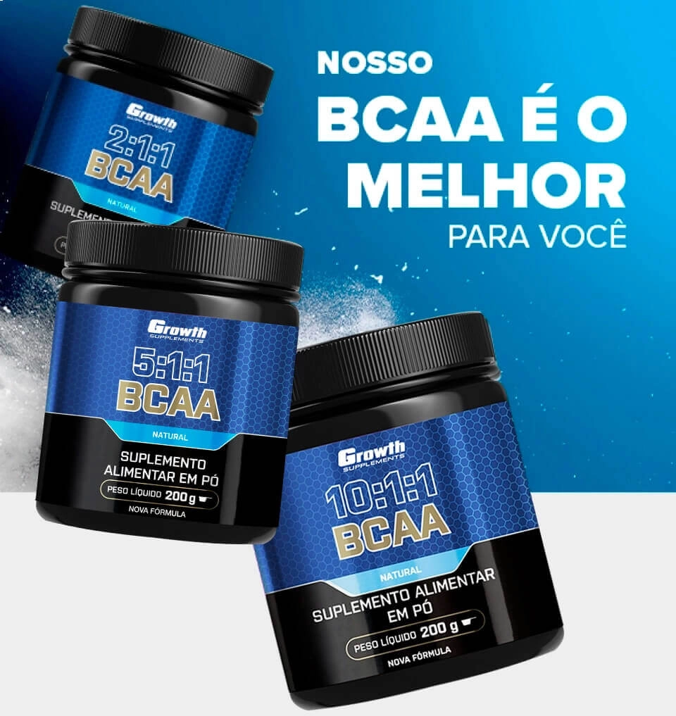 GROWTH SUPPLEMENTS - Imagem ilustrativa embalagens de BCAA 5:1:1