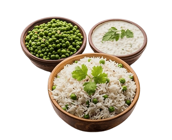 Growth Supplements - Pote com arroz e ervilhas