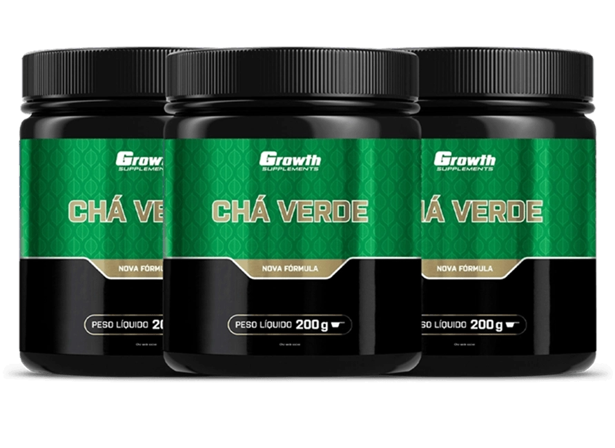 Growth Supplements - três potes do suplemento Chá Verde