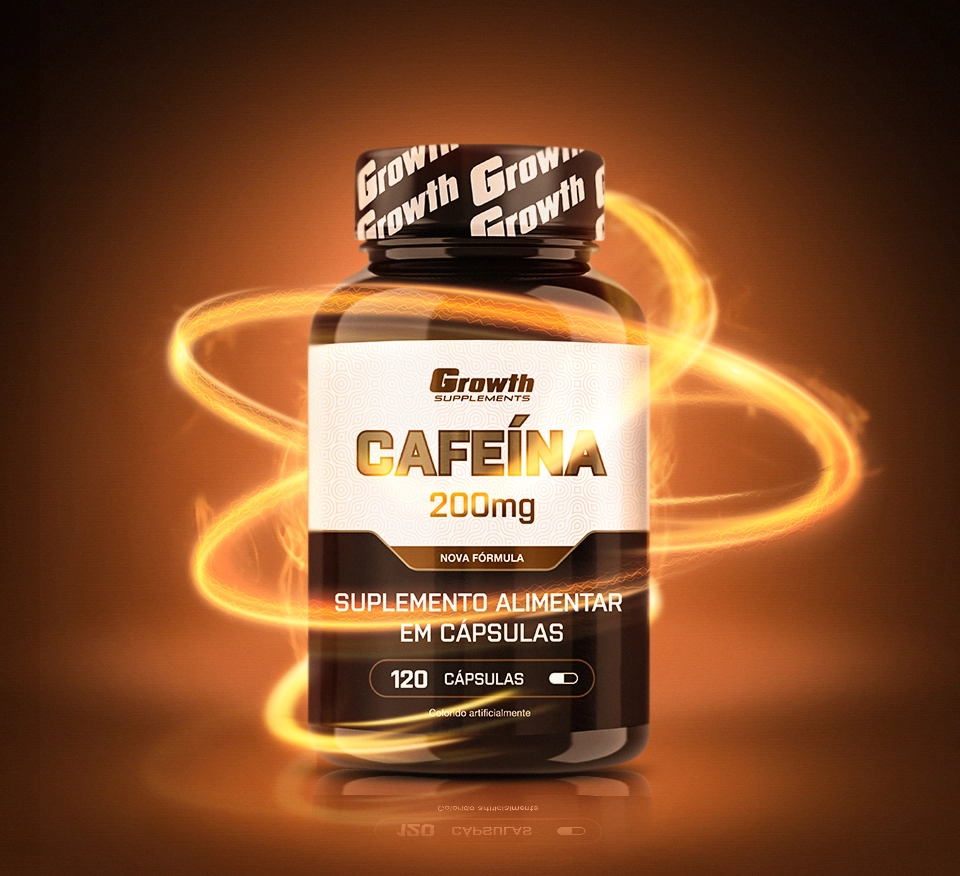 GROWTH SUPPLEMENTS - Imagem ilustrativa embalagem de cafeína 200 mg 120 caps