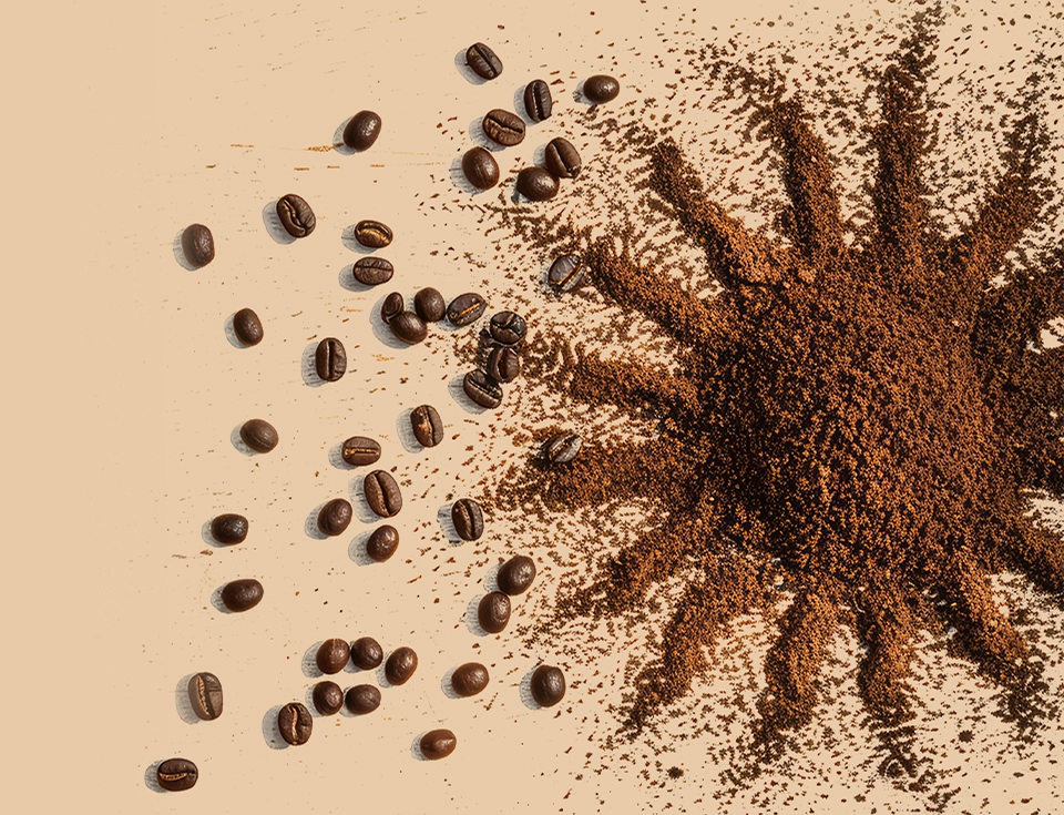 Grãos de café espalhados
