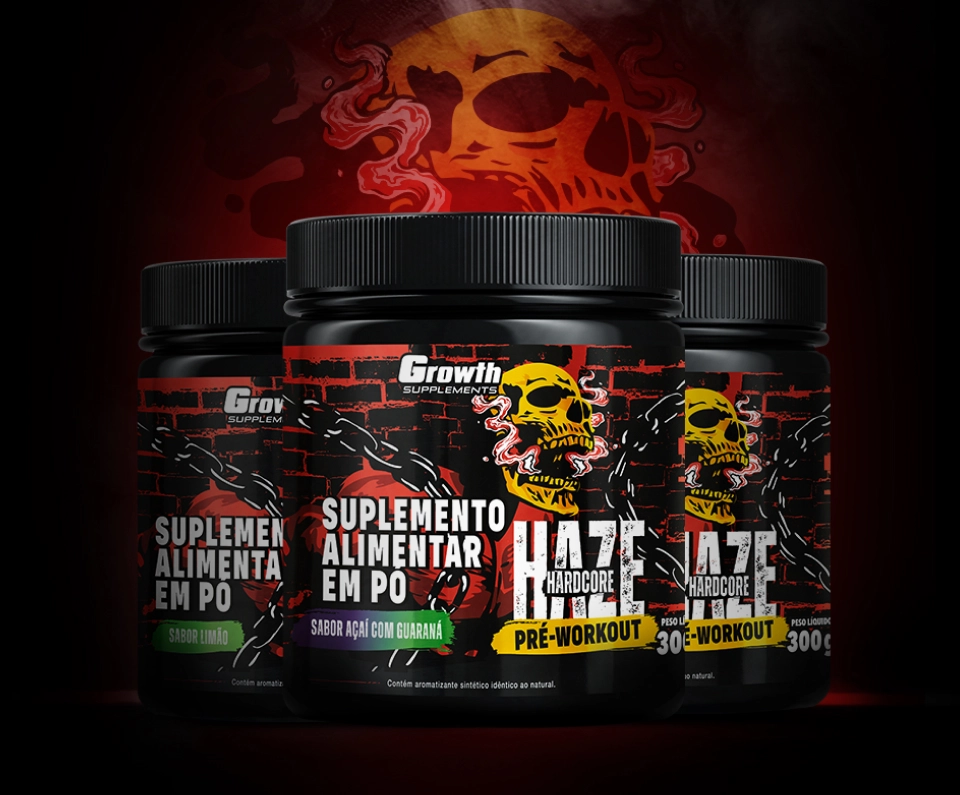 GROWTH SUPPLEMENTS - Embalagens de pré-treino Haze sabores