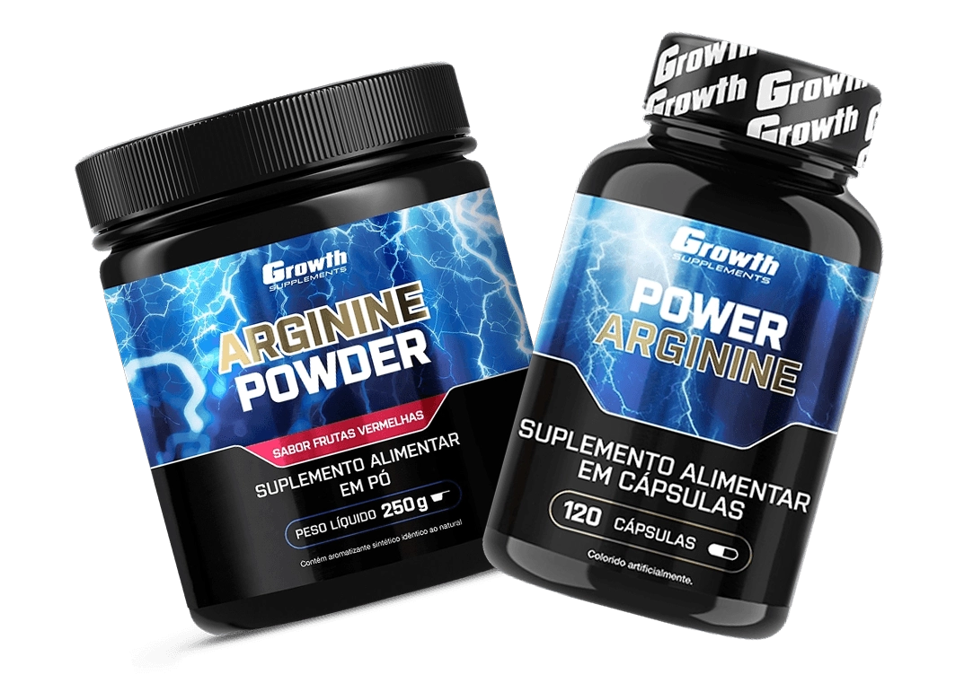 GROWTH SUPPLEMENTS - Imagem ilustrativa embalagens de Arginina