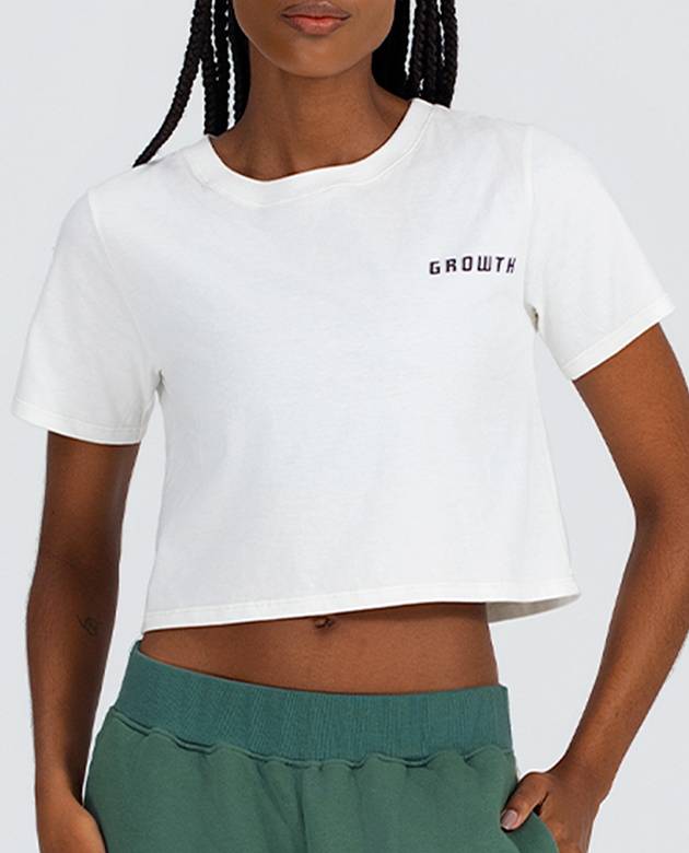 Camiseta cropped frase costas off white
