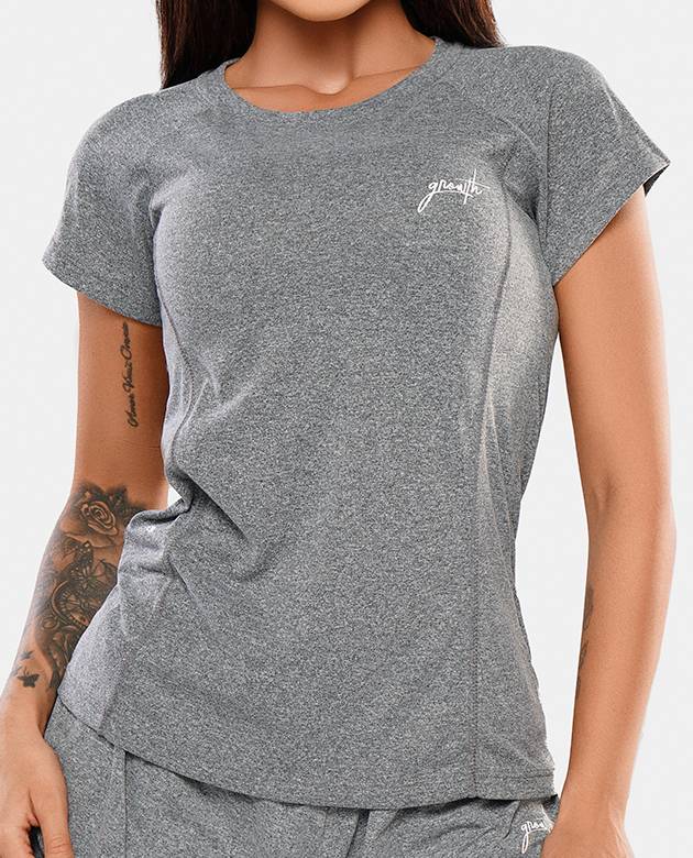 Camiseta Feminina Growth Manuscrito Mescla