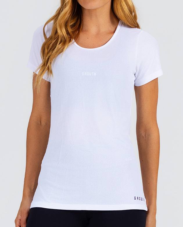 Camiseta Growth manga curta costas vazadas branco