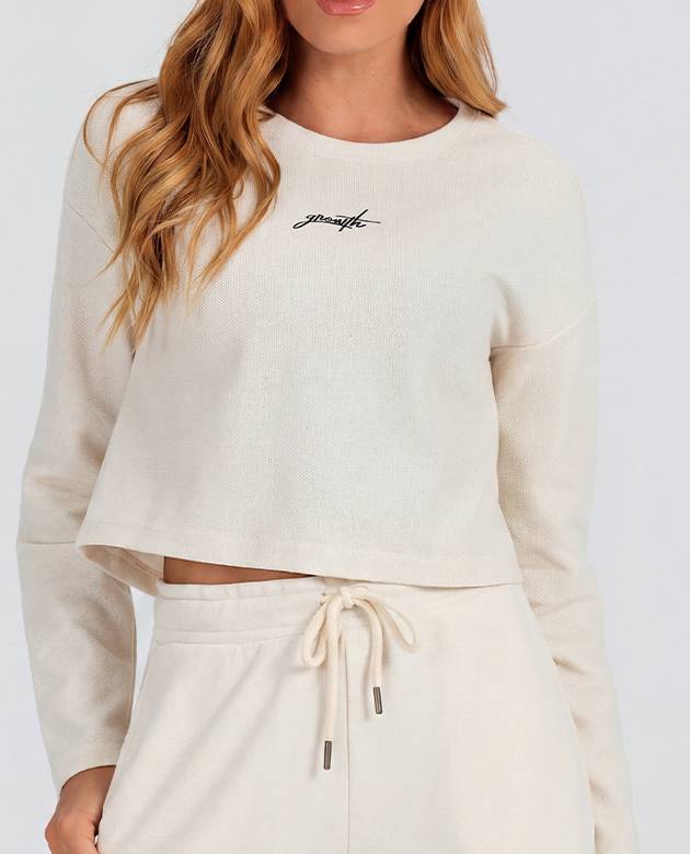 Camiseta manga longa moletinho off white