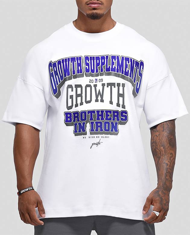 Camiseta Oversized Growth College Branca/Azul
