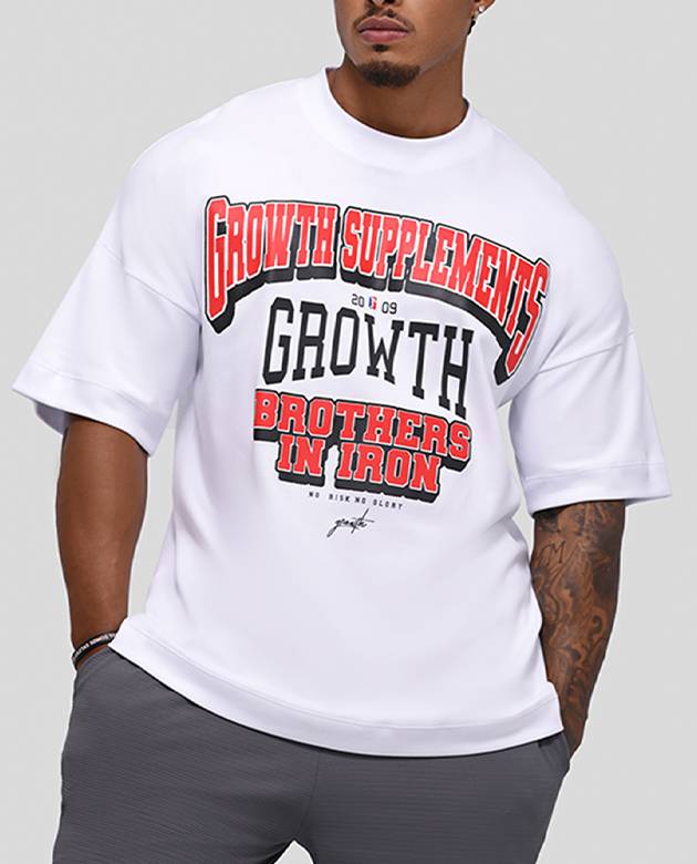 Camiseta Oversized Growth College Branca/Vermelho
