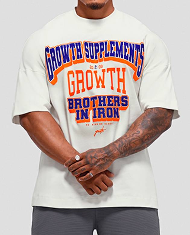 Camiseta Oversized Growth College Off White/Laranja