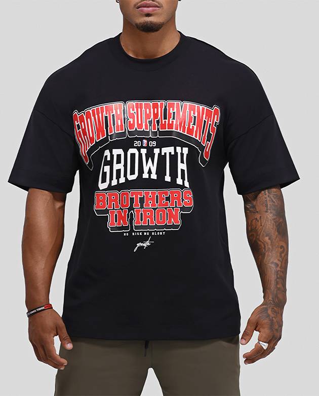 Camiseta Oversized Growth College Preta/Vermelho