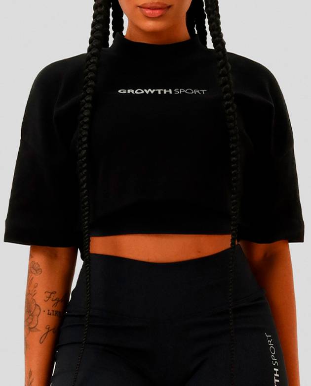 Cropped Growth Sport Oversized Preto