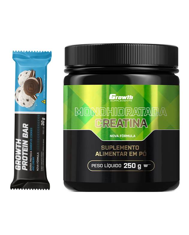 Kit Creatina Monohidratada 250g + Barra de Proteína 30g Display C/ 12 UN