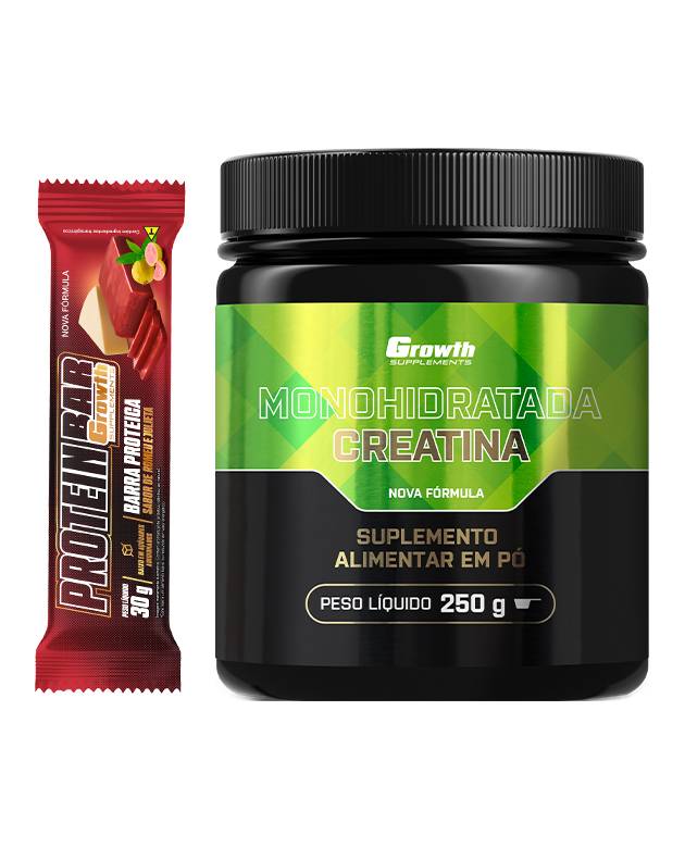 Kit Creatina Monohidratada 250g + Protein Bar 30g Display C/ 12 UN