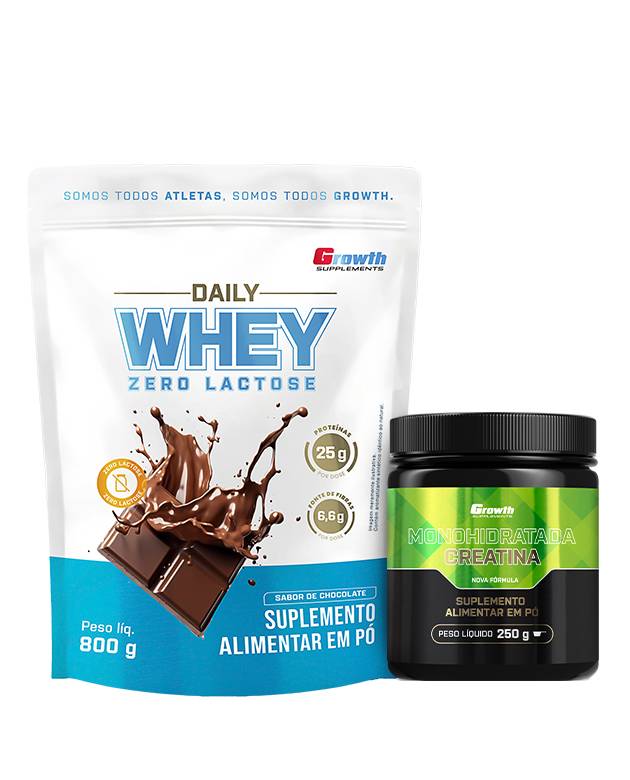 Kit Daily Whey Zero Lactose 800g e Creatina Monohidratada 250g