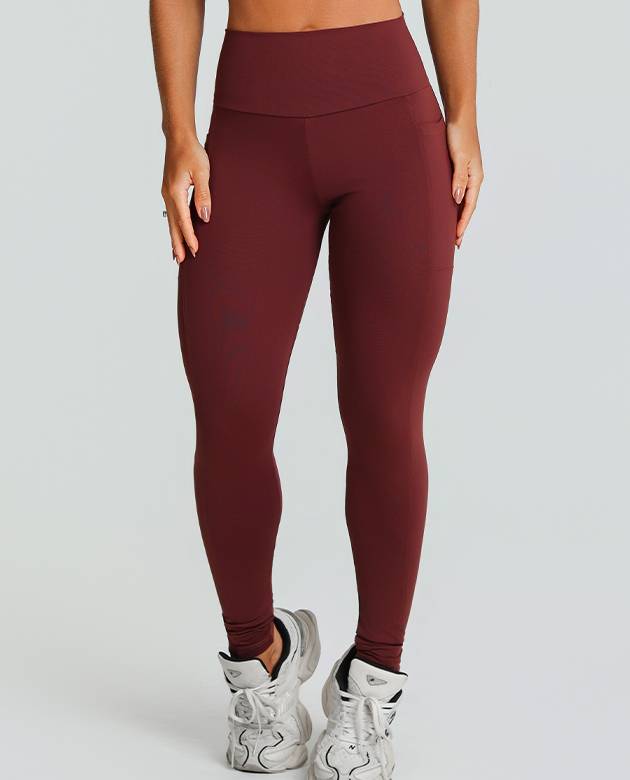 Legging Growth Bolsos Marrom Couro