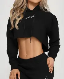 Cropped Moletom Growth Manuscrito Preto