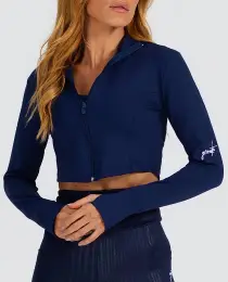 Jaqueta malha azul marinho