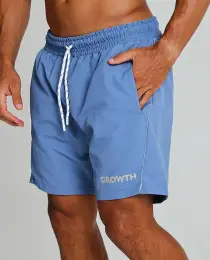 Short Banho Growth Azul Detalhes Cinza