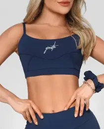 Top Growth Cut Manuscrito Azul Marinho