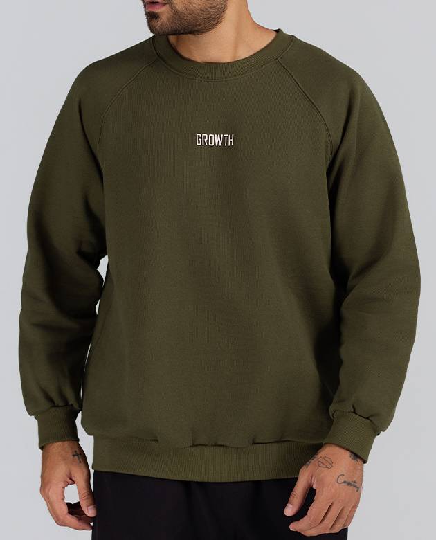 Moletom gola careca alongado verde militar