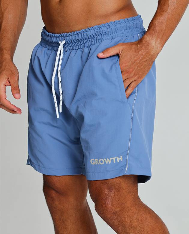 Short Banho Growth Azul Detalhes Cinza