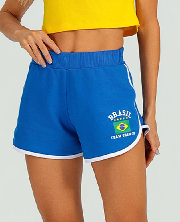 Short moletom Brasil azul