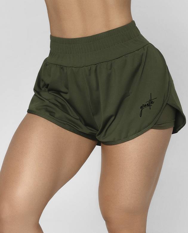 Shorts Duplo Verde Musgo Growth Manuscrito