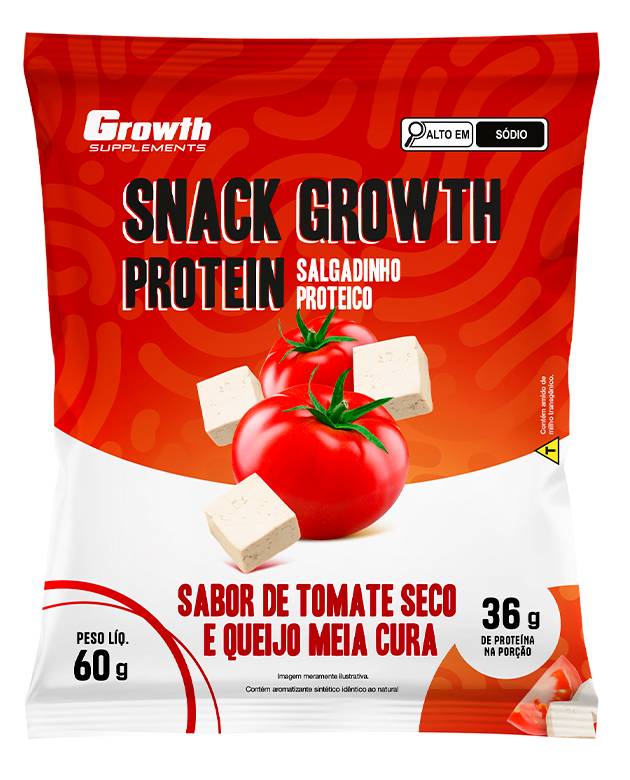 Snack Growth Protein 60g Sabor Tomate Seco E Queijo Meia Cura