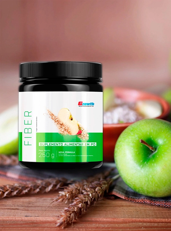 GROWTH SUPPLEMENTS - Imagem ilustrativa Fibrer ao lado de uma maça verde