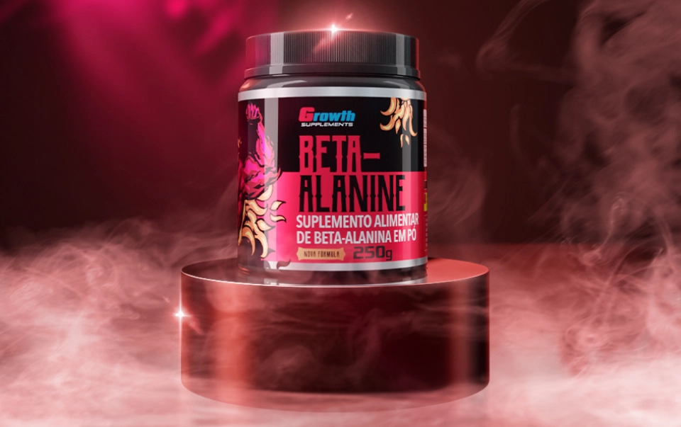 Beta-Alanina Em Pó 250 g - Growth Supplements com fumaça atrás