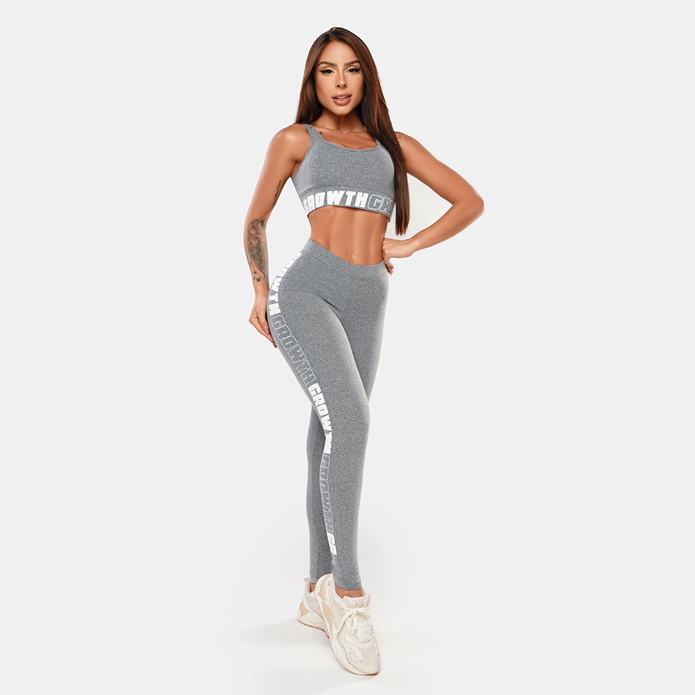 Legging Cinza Mescla Ad Recorte Logo Growth