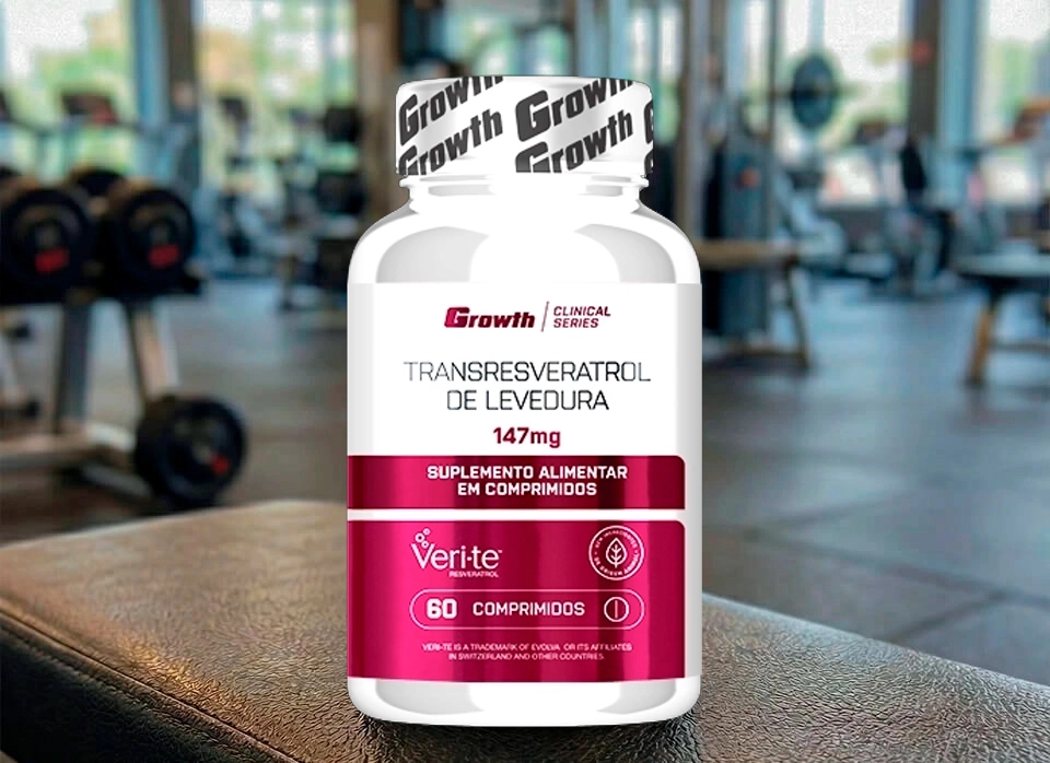 GROWTH SUPPLEMENTS - Trans-Resveratrol e uma academia ao fundo