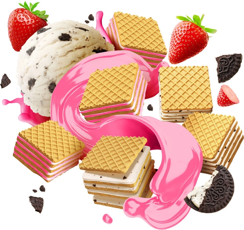 Wafer Protein Growth Supplements com cookies e morangos