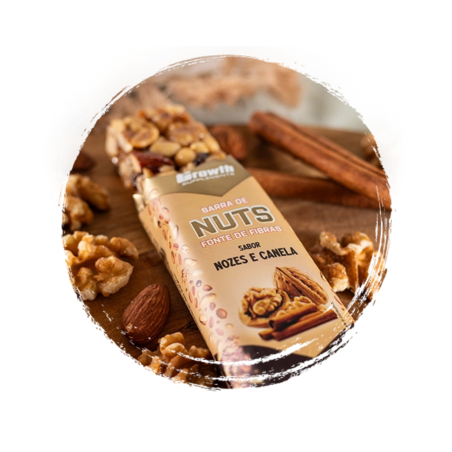 GROWTH SUPPLEMENTS - Embalagem de Barra de Nuts sabor Nozes e Canela