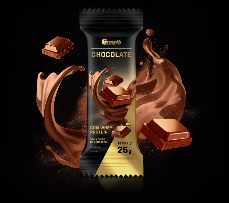 GROWTH SUPPLEMENTS - Embalagem de Chocolate Growth com Whey Protein
