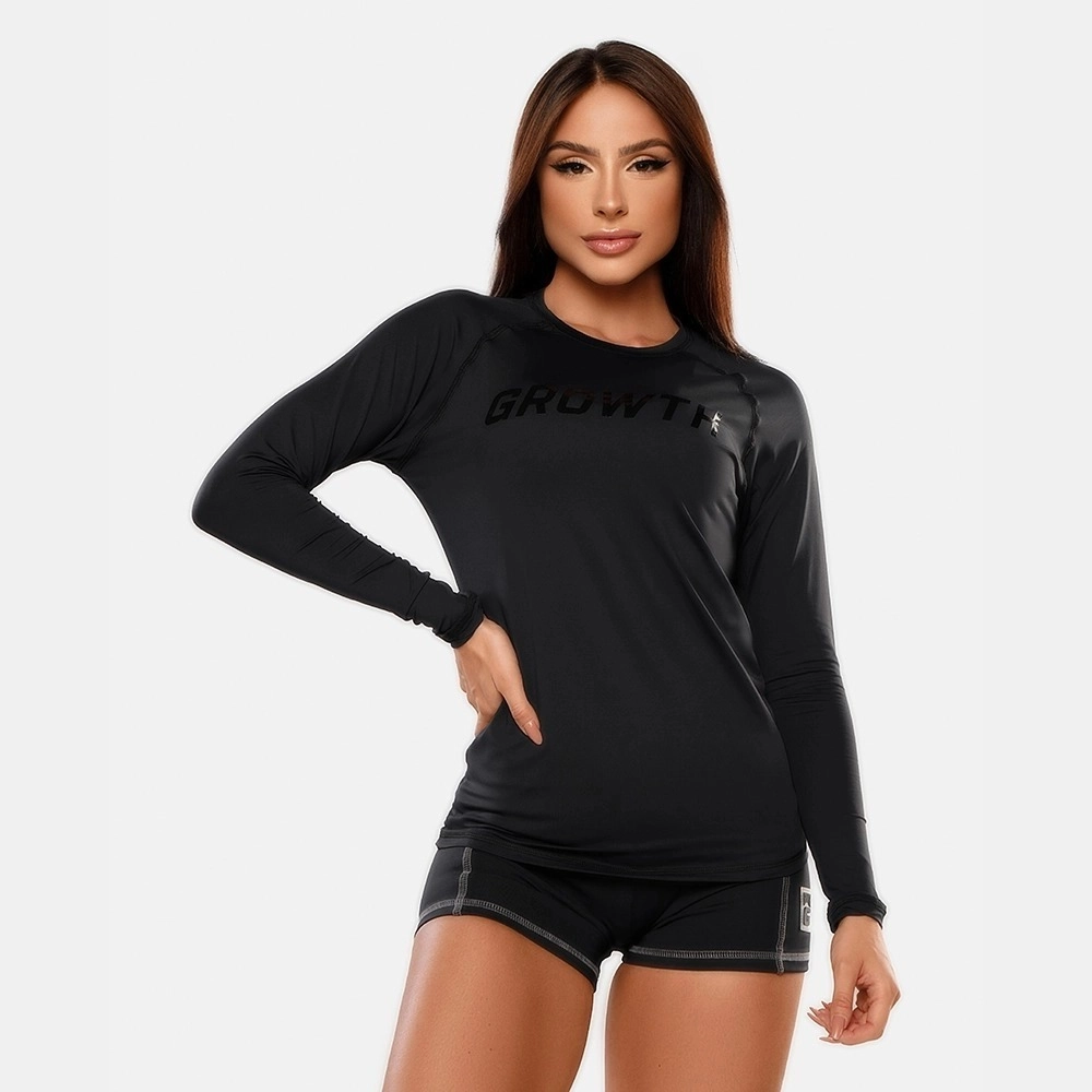 Camiseta Preta Manga Longa Termica Segunda Pele Growth