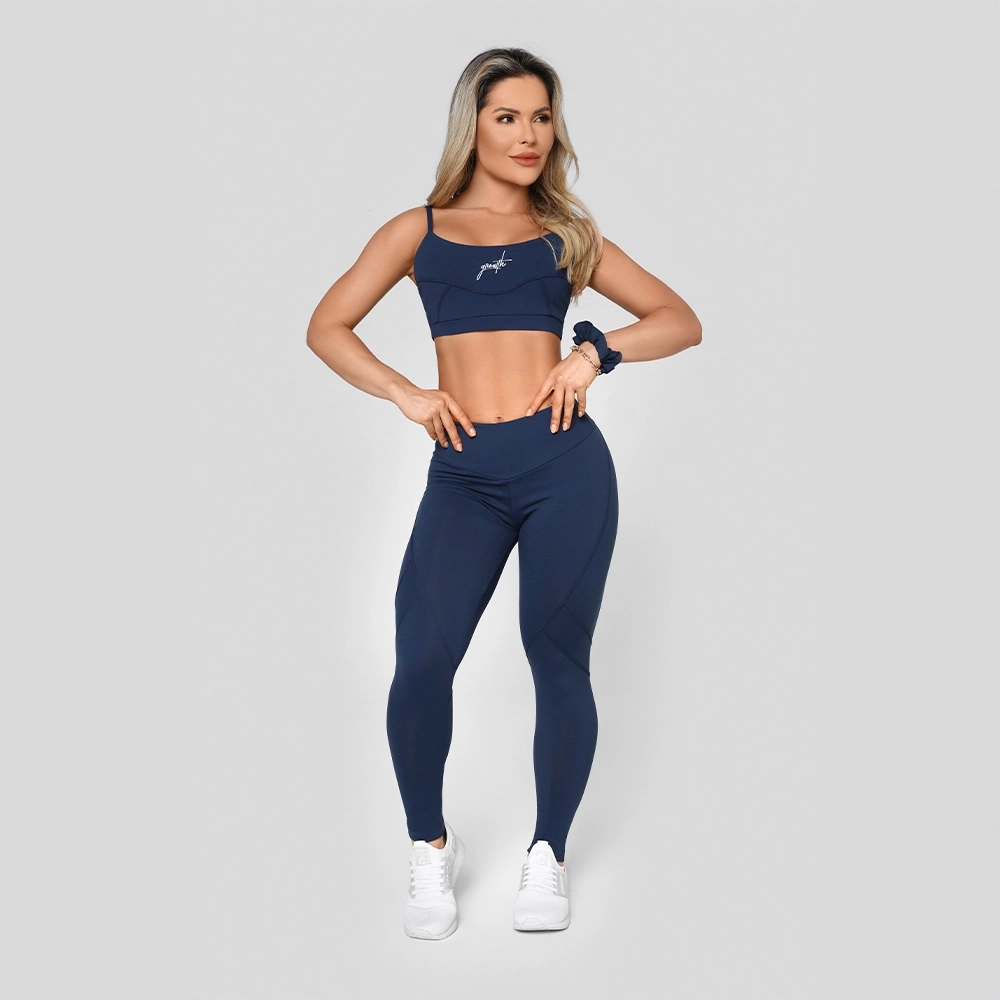Top Growth Cut Manuscrito Azul Marinho