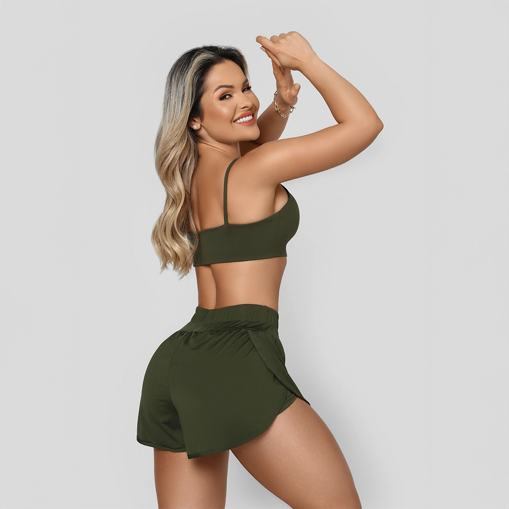 Shorts Duplo Verde Musgo Growth Manuscrito