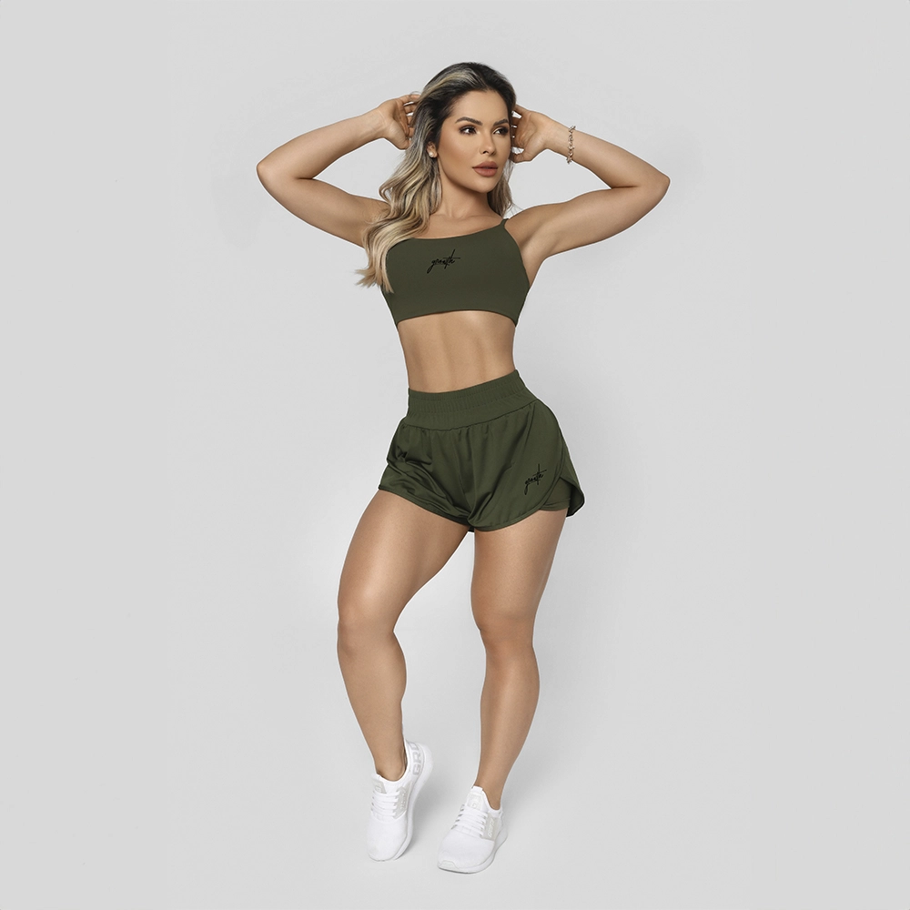 Shorts Duplo Verde Musgo Growth Manuscrito