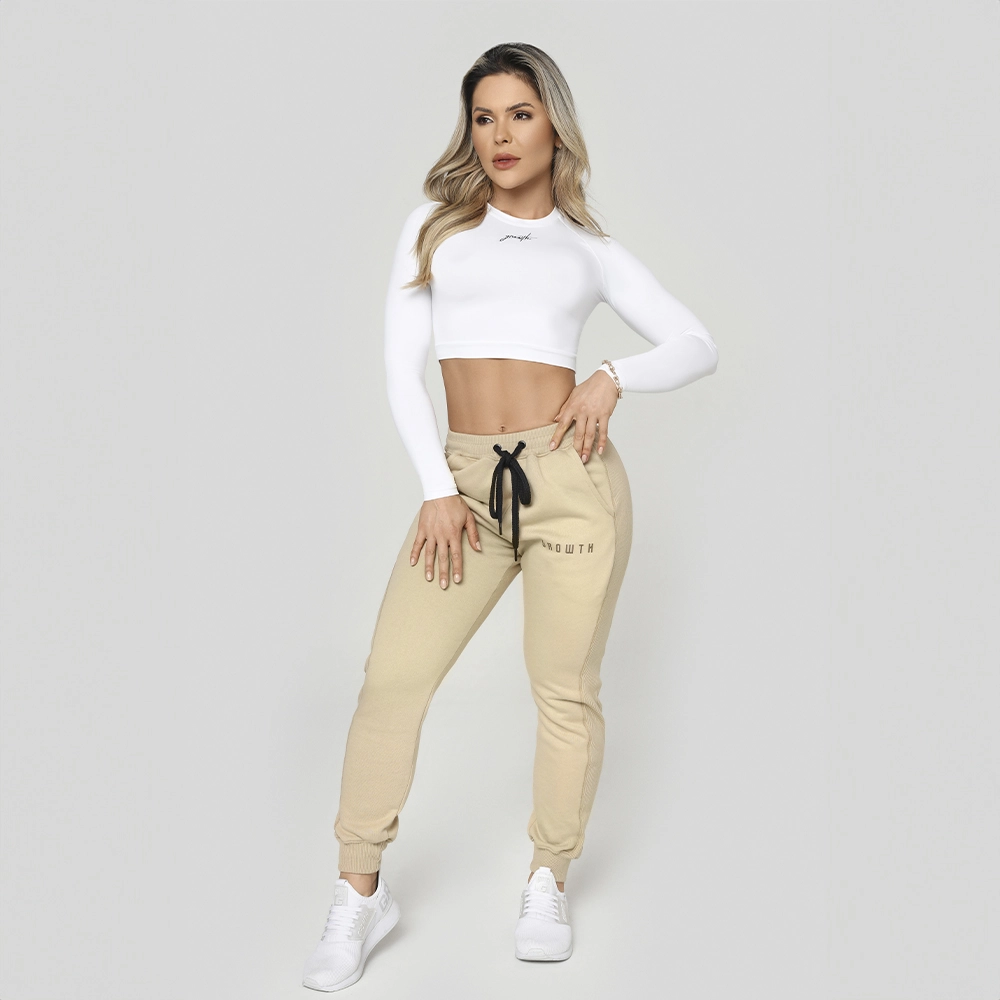 Cropped Sense Manuscrito Manga Longa Branco