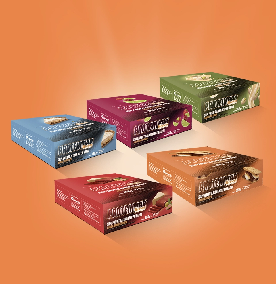 Caixas de protein bar - Growth Supplements