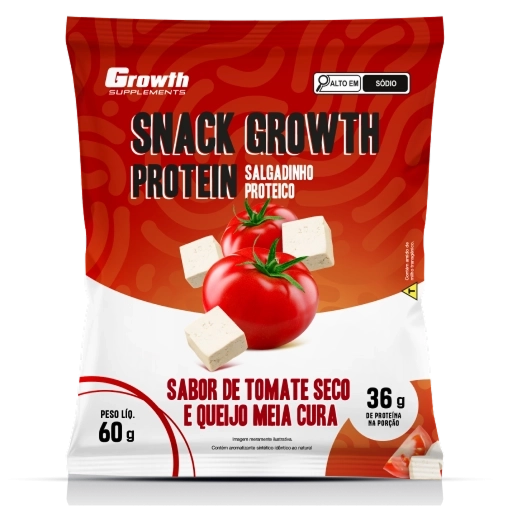 Foto do produto SNACK GROWTH PROTEIN 60G SABOR TOMATE SECO E QUEIJO MEIA CURA