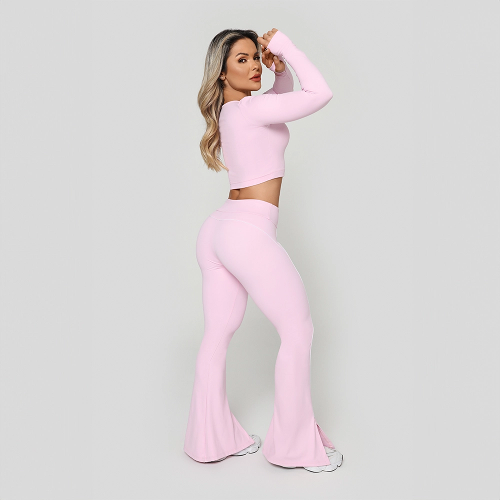 Cropped Growth File Manga Longa Rosa Tule