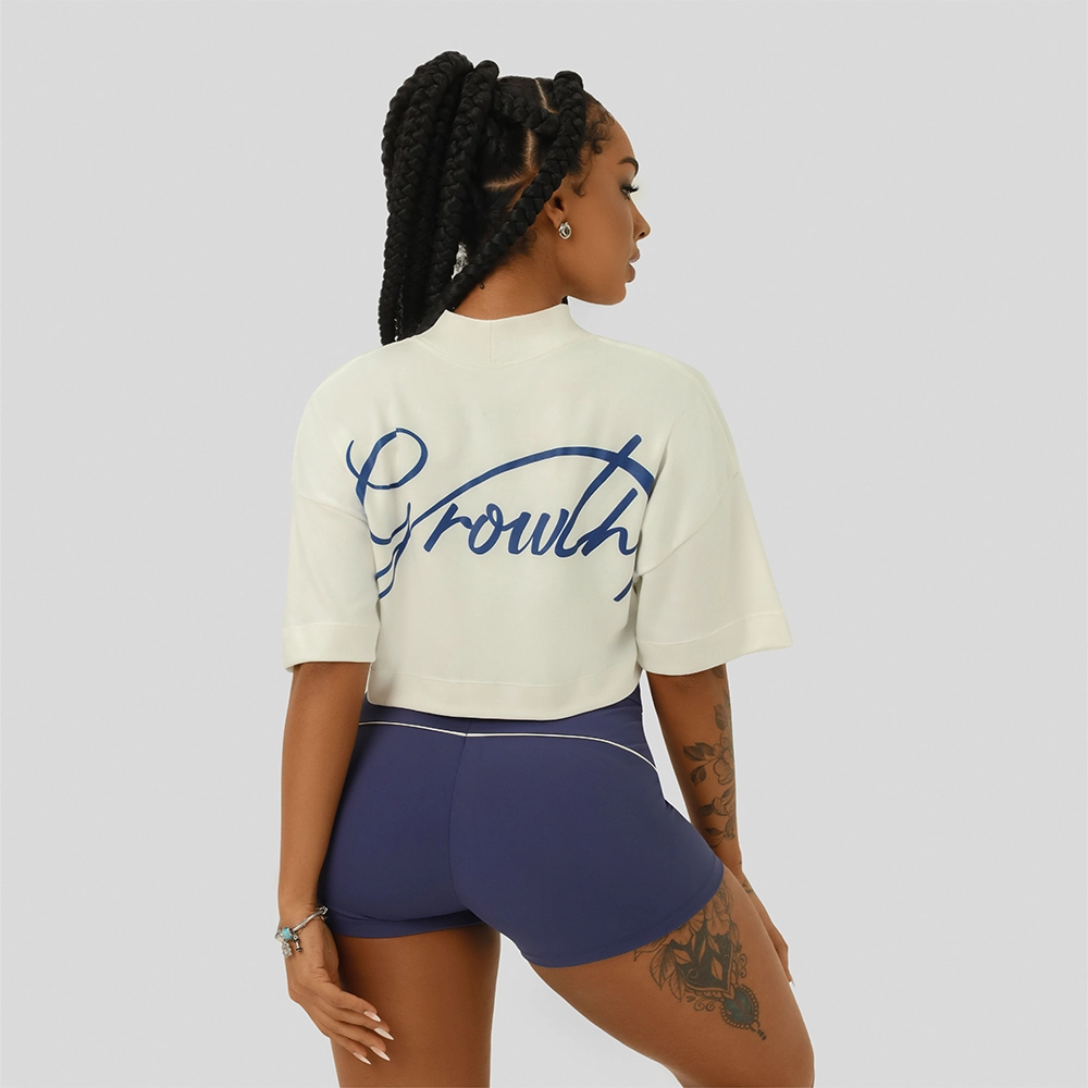 Cropped Growth Oversized Fine Branco/Azul