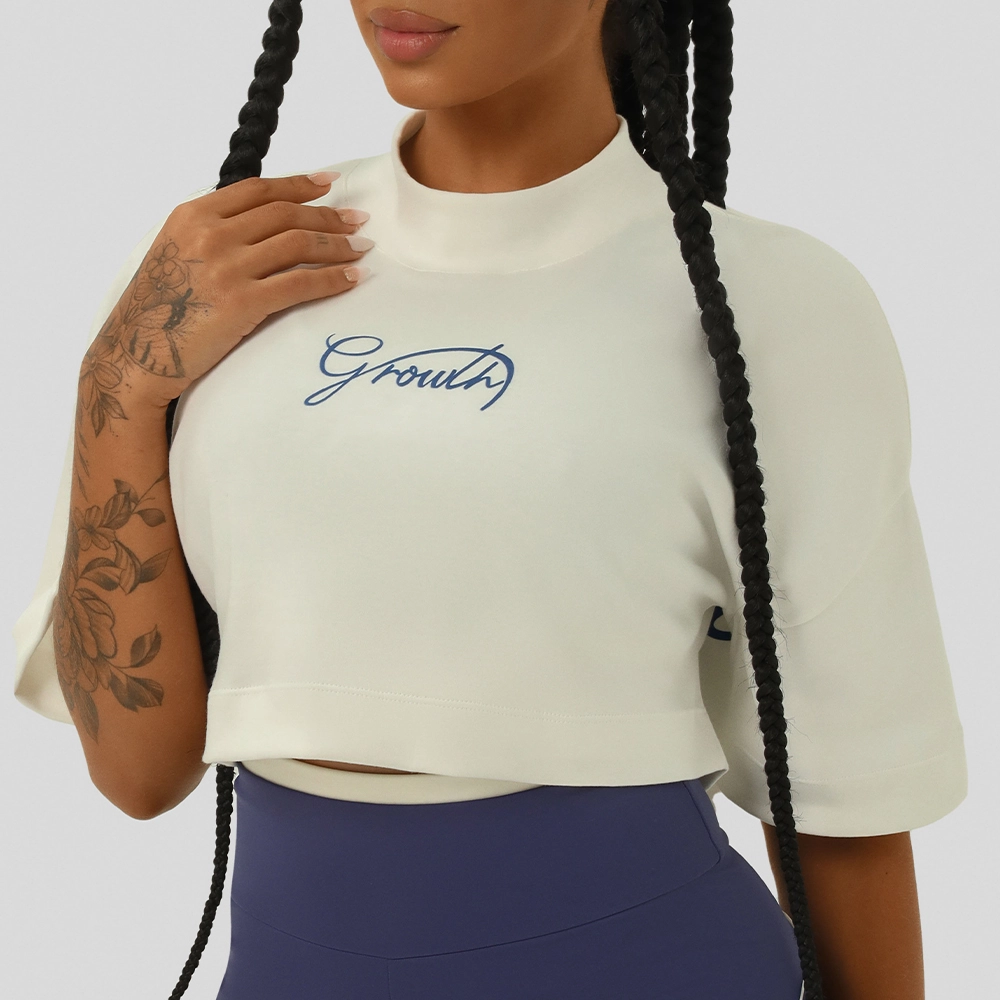 Cropped Growth Oversized Fine Branco/Azul